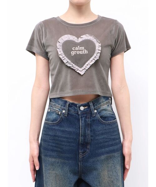 EMODA(エモダ)の「ハートフリルロゴTシャツ(Tシャツ/カットソー・レディース・ブラウン/イエロー/グレー/ホワイト・FREE)」の16枚目の写真