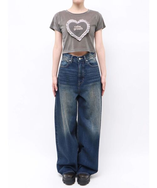 EMODA(エモダ)の「ハートフリルロゴTシャツ(Tシャツ/カットソー・レディース・ブラウン/イエロー/グレー/ホワイト・FREE)」の7枚目の写真