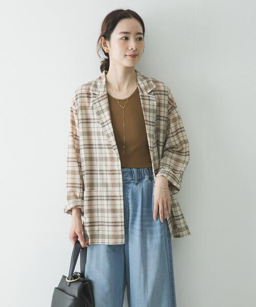 URBAN RESEARCH（アーバンリサーチ）の「コットンテレコタンクトップ（タンクトップ・レディース・チャコールグレー/ホワイト系その他/ブラウン系その他・FREE）」の12枚目の写真