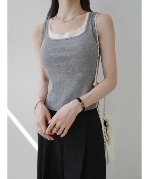 amel(エイメル)の「レースレイヤード ブラタンクトップ | グレー(タンクトップ・レディース・グレー・FREE)」の19枚目の写真