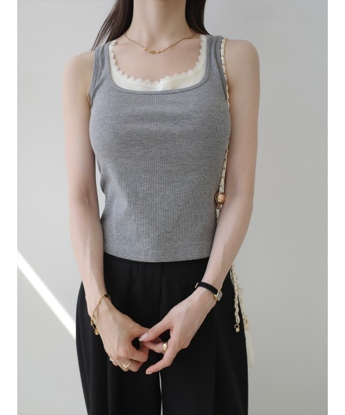 amel(エイメル)の「レースレイヤード ブラタンクトップ | グレー(タンクトップ・レディース・グレー・FREE)」の21枚目の写真