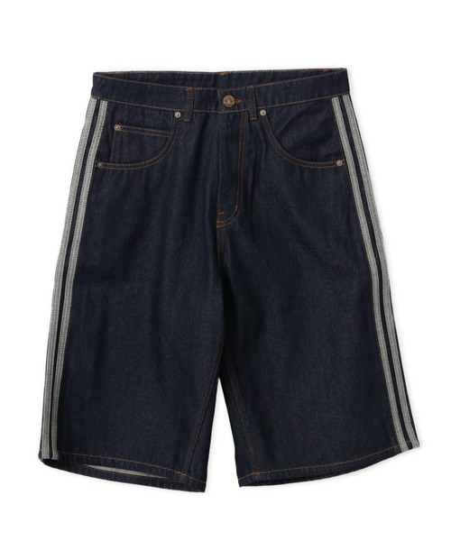 adidas(アディダス)の「adidas FIREBIRD ADICOLOR RAW DENIM SHORTS / アディダス ファイヤーバード アディカラー ロウ デニム ショーツ(デニムパンツ・メンズ・ダークインディゴブルー・30inch/32inch/34inch/36inch)」の1枚目の写真