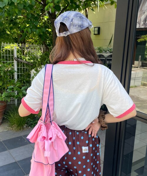 HELLO.SANFRANCISCO(ハローサンフランシスコ)の「【HELLO.SANFRANCISCO/ハローサンフランシスコ】ラインストーンプリントリンガーTEE(Tシャツ/カットソー・レディース・ブルー/ホワイト・ONE SIZE)」の6枚目の写真