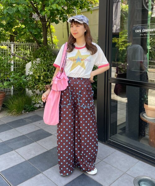 HELLO.SANFRANCISCO(ハローサンフランシスコ)の「【HELLO.SANFRANCISCO/ハローサンフランシスコ】ラインストーンプリントリンガーTEE(Tシャツ/カットソー・レディース・ブルー/ホワイト・ONE SIZE)」の7枚目の写真