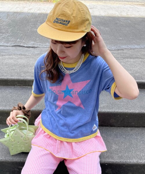 HELLO.SANFRANCISCO(ハローサンフランシスコ)の「【HELLO.SANFRANCISCO/ハローサンフランシスコ】ラインストーンプリントリンガーTEE(Tシャツ/カットソー・レディース・ブルー/ホワイト・ONE SIZE)」の11枚目の写真