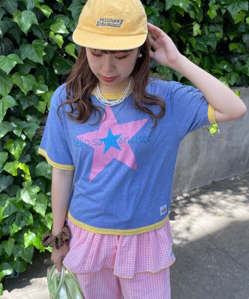HELLO.SANFRANCISCO(ハローサンフランシスコ)の「【HELLO.SANFRANCISCO/ハローサンフランシスコ】ラインストーンプリントリンガーTEE(Tシャツ/カットソー・レディース・ブルー/ホワイト・ONE SIZE)」の13枚目の写真