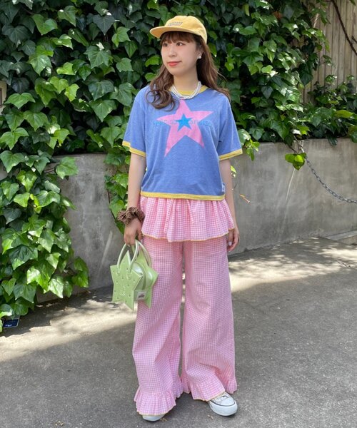 HELLO.SANFRANCISCO(ハローサンフランシスコ)の「【HELLO.SANFRANCISCO/ハローサンフランシスコ】ラインストーンプリントリンガーTEE(Tシャツ/カットソー・レディース・ブルー/ホワイト・ONE SIZE)」の15枚目の写真