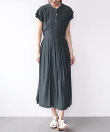 キュプラルックポリフレンチスリーブワンピース
