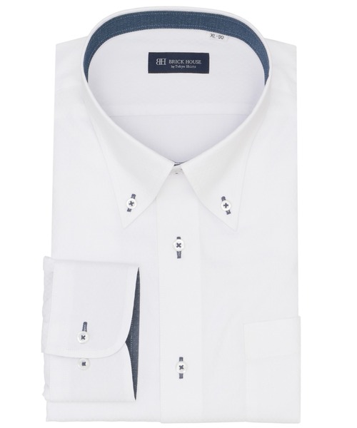 TOKYO SHIRTS(トウキョウシャツ)の「【吸水速乾】 形態安定ノンアイロン ボタンダウン 長袖ビジネスワイシャツ(大きいサイズ・長いサイズ)(ビジネスシャツ・メンズ・ホワイト・首回り45cm-裄丈86cm/首回り45cm-裄丈82cm/首回り43cm-裄丈90cm/首回り42cm-裄丈90cm/首回り41cm-裄丈90cm/首回り39cm-裄丈88cm/首回り47cm-裄丈90cm/首回り47cm-裄丈86cm/首回り45cm-裄丈90cm)」の1枚目の写真