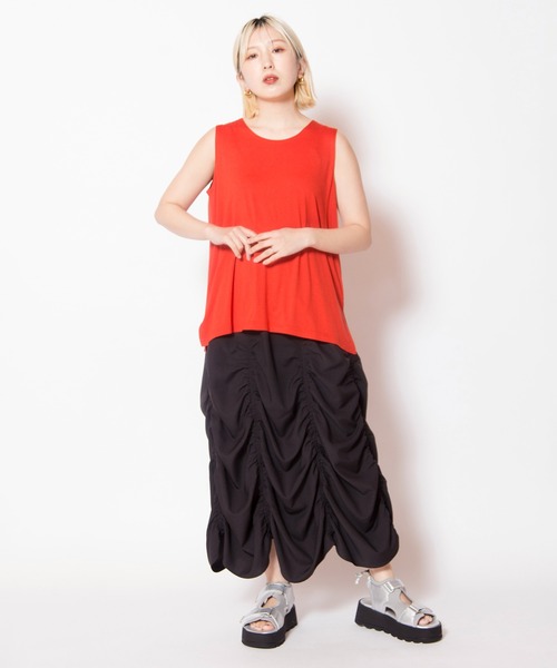 OSMOSIS(オズモーシス)の「ギャザー切替スカート(スカート・レディース・ブラック/マスタード/カーキ・ONE SIZE)」の13枚目の写真