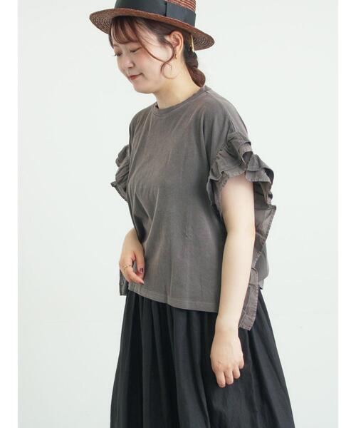 TSUHARU by Samansa Mos2(ツハルバイサマンサモスモス)の「【tukuroi】コットンシルケット天竺フリルプルオーバー《WEB限定》(Tシャツ/カットソー・レディース・チャコールグレー/グレー・F)」の5枚目の写真