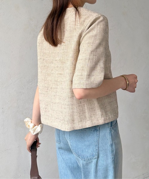 Thevon（ゼボン）の「サマーツイード半袖ジャケット（その他アウター・レディース・オレンジ/ライトグレー/ライトベージュ・FREE）」の15枚目の写真