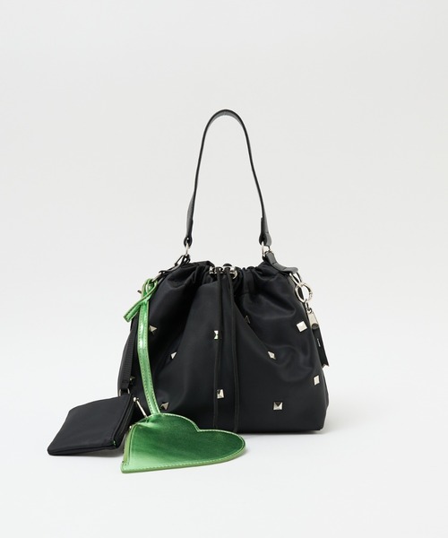 cheek(BAG)(チーク)の「【cheek】heart pouch studs スタッズ ハートチャーム 巾着 2WAY ショルダーバッグ|サステナブル素材(ショルダーバッグ・レディース・ブラック/グレー/カーキ・フリー)」の14枚目の写真