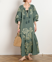 AP STUDIO | 【ANNABO/アンナボ】GREEN&METALLIC GOLD THREADED LONG(ワンピース)