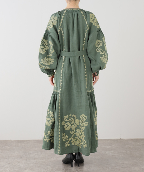 AP STUDIO（エーピーストゥディオ）の「【ANNABO/アンナボ】GREEN&METALLIC GOLD THREADED LONG（ワンピース・レディース・グリーン・FREE）」の7枚目の写真