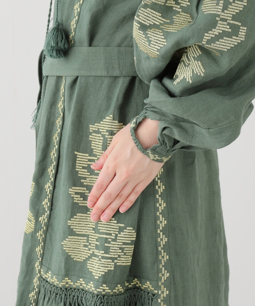 AP STUDIO（エーピーストゥディオ）の「【ANNABO/アンナボ】GREEN&METALLIC GOLD THREADED LONG（ワンピース・レディース・グリーン・FREE）」の9枚目の写真