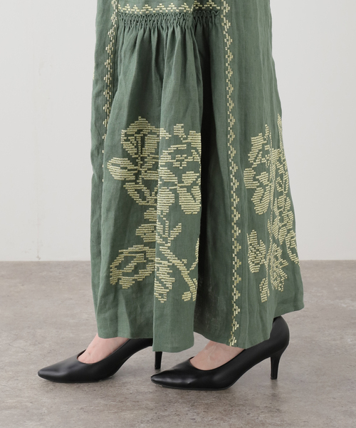 AP STUDIO（エーピーストゥディオ）の「【ANNABO/アンナボ】GREEN&METALLIC GOLD THREADED LONG（ワンピース・レディース・グリーン・FREE）」の10枚目の写真