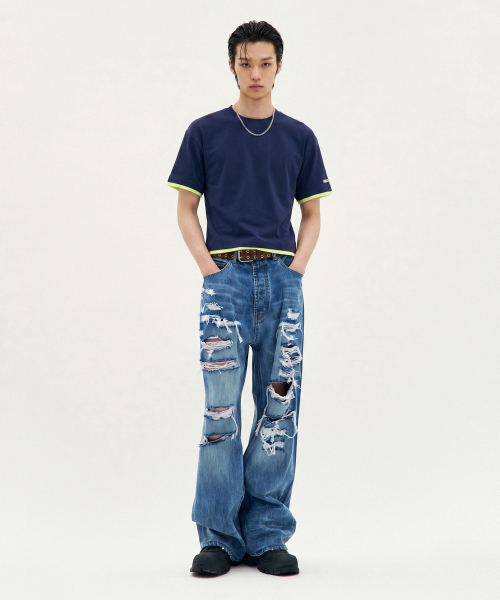 PROCESS(プロセス)の「Layered crop tee - Navy(Tシャツ/カットソー・メンズ・ネイビー・FREE)」の2枚目の写真