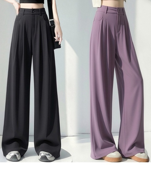 witch（ウイッチ）の「夏薄手涼しげフロントタック上品なシルエットワイドパンツ（その他パンツ・レディース・ブラック/パープル/アイボリー/ベージュ・M/L）」の8枚目の写真