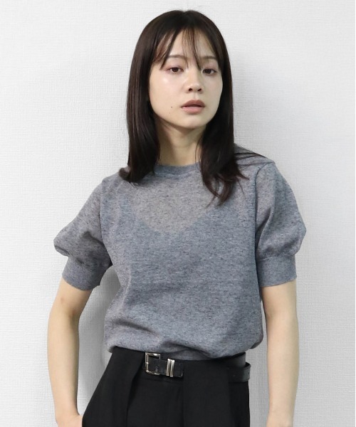 THE CELL.(ザセルドット)の「リネンブレンド ドライタッチ パフスリーブニット LINEN BLEND DRY TOUCH PUFF SLEEVE KNIT(ニット/セーター・レディース・ブラウン/グリーン/チャコールグレー/ブラック/ダークブラウン・FREE)」の1枚目の写真