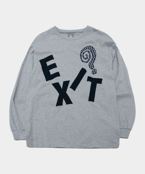 SOMEPLACE MAN（サムプレイス・マン）の「EXIT グラフィック アプリケ オーバーサイズ ソフト ロングスリーブ 半袖Tシャツ [グレー]（Tシャツ/カットソー・メンズ・グレー・FREE）」の2枚目の写真