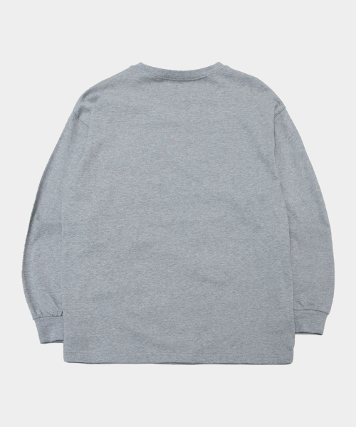 SOMEPLACE MAN（サムプレイス・マン）の「EXIT グラフィック アプリケ オーバーサイズ ソフト ロングスリーブ 半袖Tシャツ [グレー]（Tシャツ/カットソー・メンズ・グレー・FREE）」の3枚目の写真