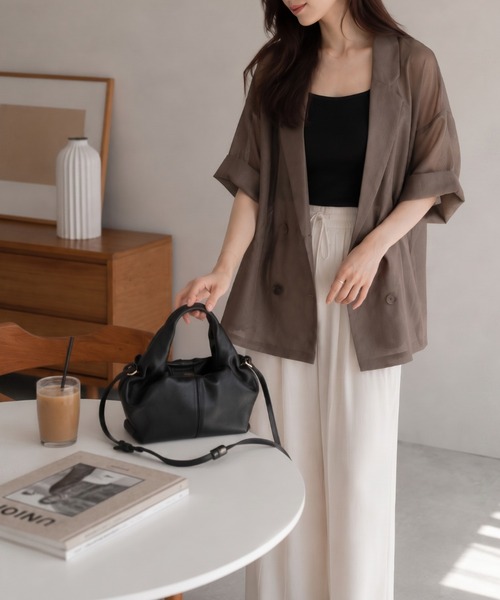 ap retro(アプレトロ)の「ワンショルダー ミニボストンBAG/バック/バッグ(ショルダーバッグ・レディース・オフホワイト/ブラウン/ブラック・FREE)」の4枚目の写真
