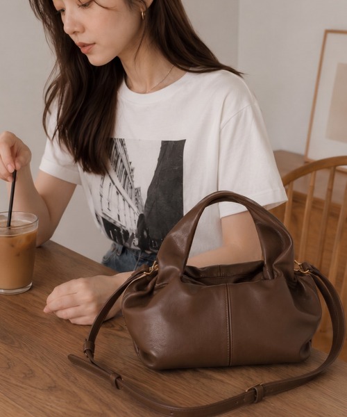 ap retro(アプレトロ)の「ワンショルダー ミニボストンBAG/バック/バッグ(ショルダーバッグ・レディース・オフホワイト/ブラウン/ブラック・FREE)」の6枚目の写真