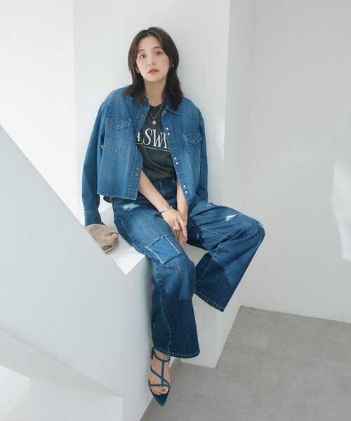 RIVE DROITE(リヴドロワ)の「【A・MONN】【オーバーサイズシルエット】パッチワークデニムパンツ(デニムパンツ・レディース・ブルー・38/36)」の18枚目の写真