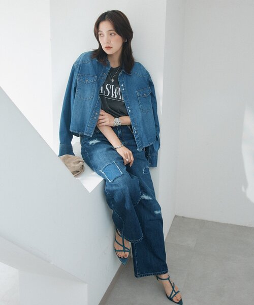 RIVE DROITE(リヴドロワ)の「【A・MONN】【オーバーサイズシルエット】パッチワークデニムパンツ(デニムパンツ・レディース・ブルー・38/36)」の19枚目の写真