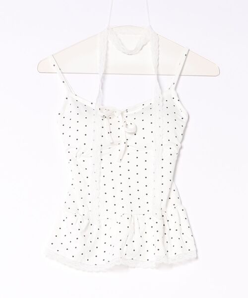 apres jour(アプレジュール)の「【apres jour×ARIAZ】カップ付きドットレースキャミソール+レースタイ(キャミソール・レディース・ホワイト系その他/ブラック系その他・FREE)」の4枚目の写真