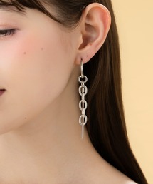 【LA MUE】ニッケルフリー メタル チェーン ロング ピアス