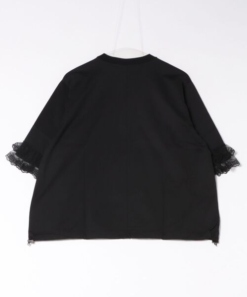 H.A.K(ハク)の「40/2マーセライズ天竺+チュールレースフリル6分袖カットソー(Tシャツ/カットソー・レディース・チャコール/ブラック/ホワイト・FREE)」の4枚目の写真