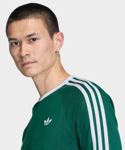 adidas(アディダス)の「スリーストライプス ロングスリーブ Tシャツ / ロンT / アディダスオリジナルス adidas Originals(Tシャツ/カットソー・メンズ・グリーン・X-LARGE/X-SMALL/XX-LARGE/SMALL/MEDIUM/LARGE/3XL/XX-SMALL)」の5枚目の写真