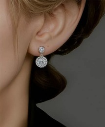 /Bz/シルバーダイヤ風ストーンドロップピアス/両耳用/レディース(T3)