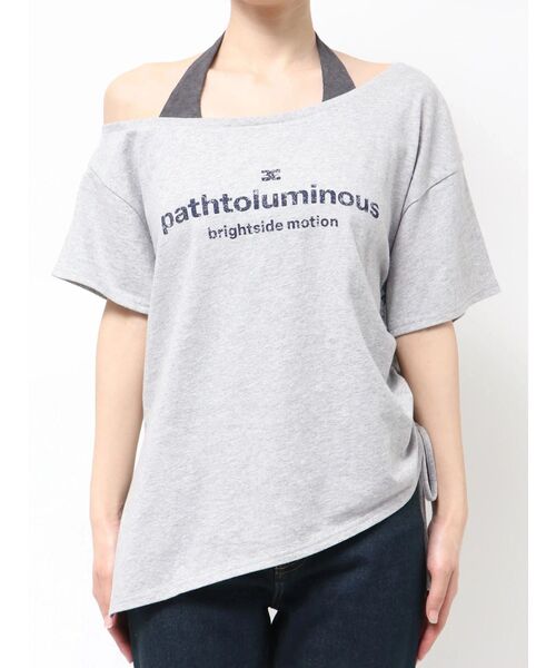 EMODA(エモダ)の「ルーズネックストリングTシャツ(Tシャツ/カットソー・レディース・グレー/ピンク/ブラック/ホワイト・FREE)」の4枚目の写真