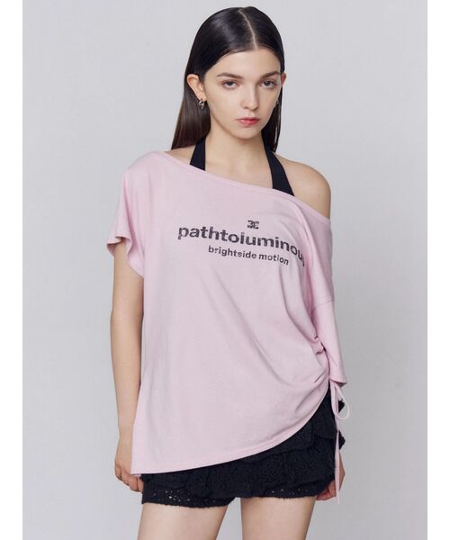 EMODA(エモダ)の「ルーズネックストリングTシャツ(Tシャツ/カットソー・レディース・グレー/ピンク/ブラック/ホワイト・FREE)」の20枚目の写真
