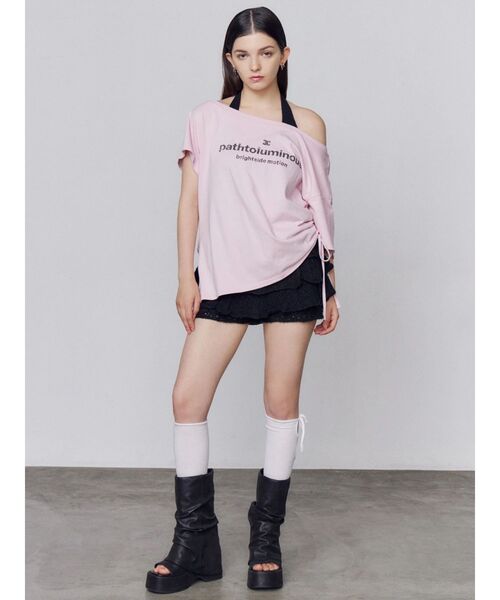 EMODA(エモダ)の「ルーズネックストリングTシャツ(Tシャツ/カットソー・レディース・グレー/ピンク/ブラック/ホワイト・FREE)」の19枚目の写真
