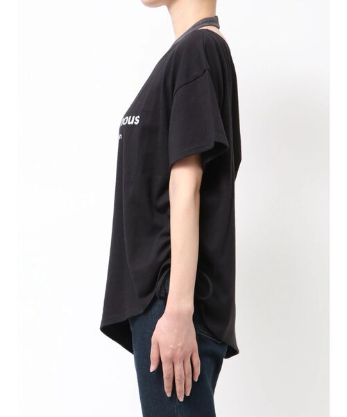 EMODA(エモダ)の「ルーズネックストリングTシャツ(Tシャツ/カットソー・レディース・グレー/ピンク/ブラック/ホワイト・FREE)」の16枚目の写真