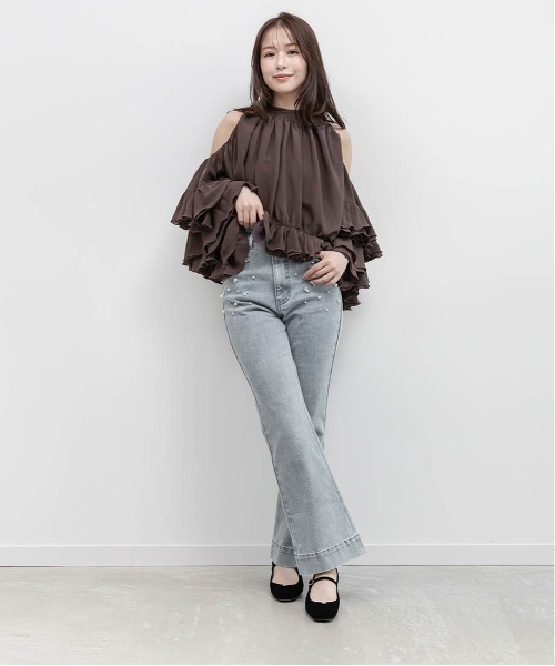 RANDA（ランダ）の「ラッフルフリルオフショルダーブラウス（シャツ/ブラウス・レディース・ブラウン/ピンク/ベージュ系その他・0/1）」の18枚目の写真