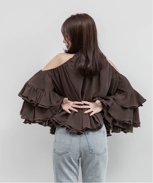 RANDA（ランダ）の「ラッフルフリルオフショルダーブラウス（シャツ/ブラウス・レディース・ブラウン/ピンク/ベージュ系その他・0/1）」の21枚目の写真