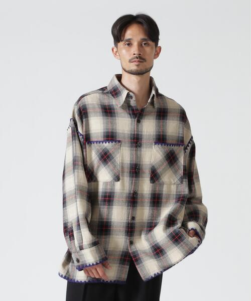 BEAVER(ビーバー)の「B omnivore/ビーオムニボー HAND STITCH FLANNEL ハンドステッチフランネルシャツ(シャツ/ブラウス・メンズ・ブラック/レッド/ナチュラル/ネイビー/ホワイト・L/M)」の3枚目の写真