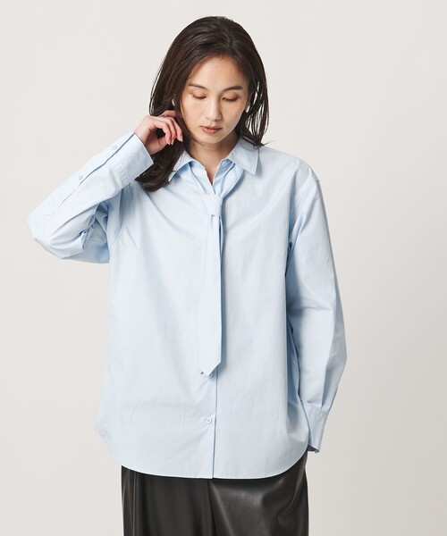 UNITED ARROWS(ユナイテッドアローズ)の「コットン タイ シャツ(シャツ/ブラウス・レディース・ライトブルー/その他1/ダークブラウン・FREE)」の1枚目の写真