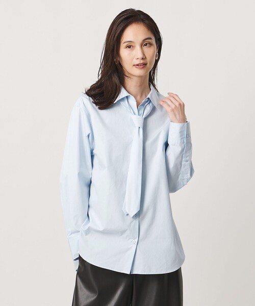 UNITED ARROWS(ユナイテッドアローズ)の「コットン タイ シャツ(シャツ/ブラウス・レディース・ライトブルー/その他1/ダークブラウン・FREE)」の4枚目の写真