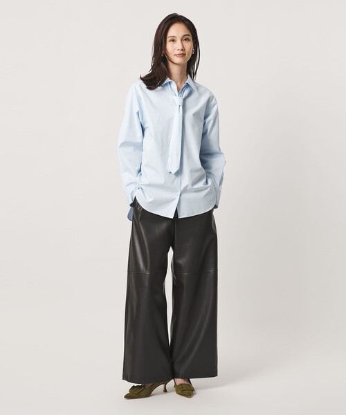 UNITED ARROWS(ユナイテッドアローズ)の「コットン タイ シャツ(シャツ/ブラウス・レディース・ライトブルー/その他1/ダークブラウン・FREE)」の6枚目の写真