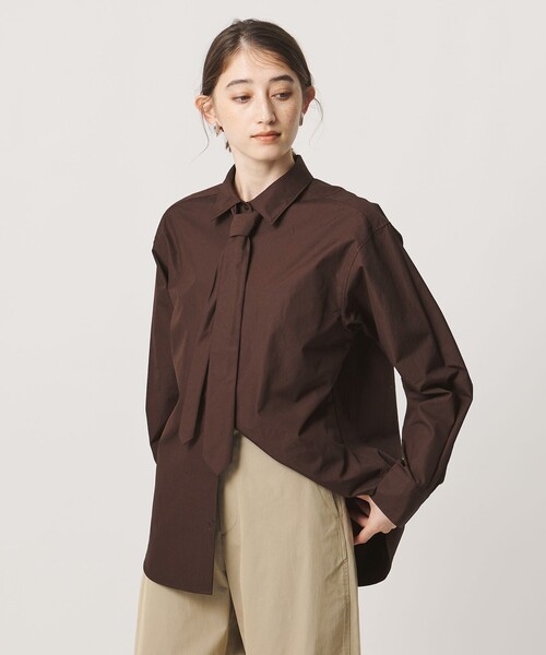 UNITED ARROWS(ユナイテッドアローズ)の「コットン タイ シャツ(シャツ/ブラウス・レディース・ライトブルー/その他1/ダークブラウン・FREE)」の9枚目の写真
