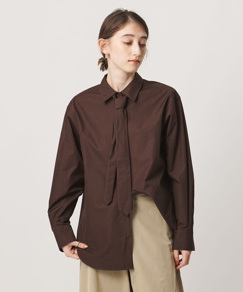 UNITED ARROWS(ユナイテッドアローズ)の「コットン タイ シャツ(シャツ/ブラウス・レディース・ライトブルー/その他1/ダークブラウン・FREE)」の10枚目の写真
