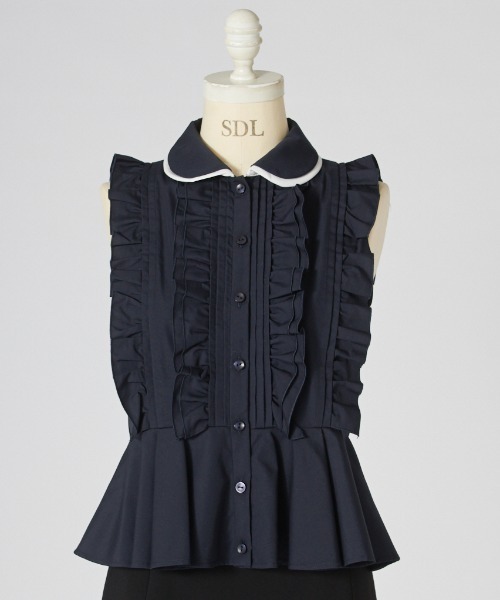SNIDEL(スナイデル)の「フリルペプラムブラウス(シャツ/ブラウス・レディース・ホワイト/ネイビー/ブラウン・F)」の4枚目の写真