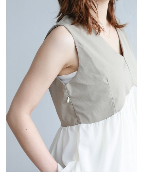 fifth(フィフス)の「【2点SET】ペプラムデザインノースリトップス×パンツ(セットアップ・レディース・ライトブラウン/ブラック・M)」の16枚目の写真