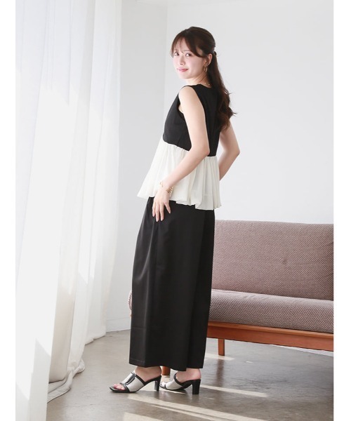 fifth(フィフス)の「【2点SET】ペプラムデザインノースリトップス×パンツ(セットアップ・レディース・ライトブラウン/ブラック・M)」の22枚目の写真